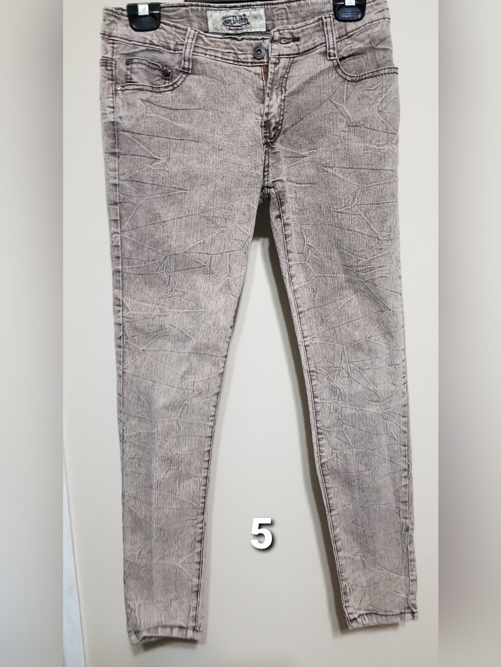 VON DUTCH Jean, Size 5, Skinny, Tan, Denim, Low rise, Tan, Biker